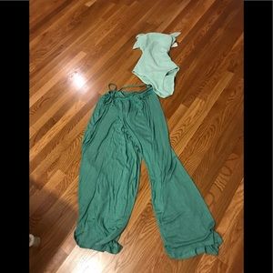 NWT Free People Body suit and Wrap Pant set Mint Green Size Large